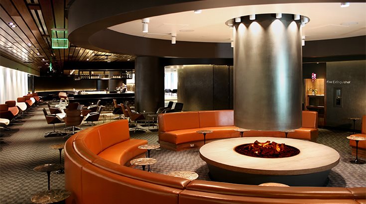 Qantas BA LAX Lounge The fireside looks