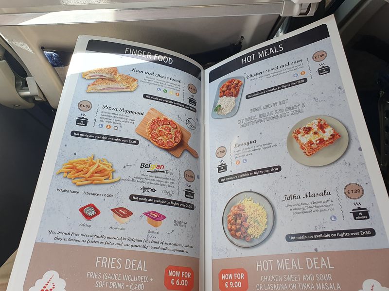 Brussels Airlines Economy Class Buy-on-board Menu Business Shorthaul