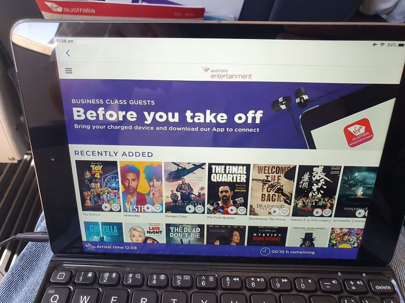 Virgin Australia In Flight Entertainment App Business Class