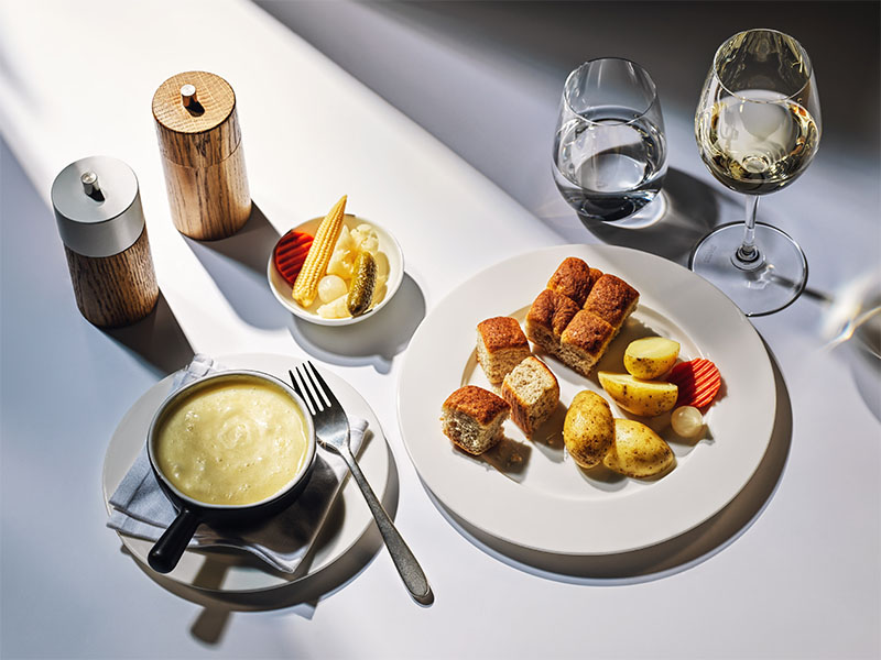 swiss first business meals fondue