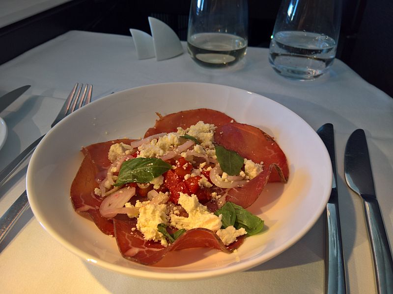 Virgin Australia Business Class Meal - Wagyu Bresaola