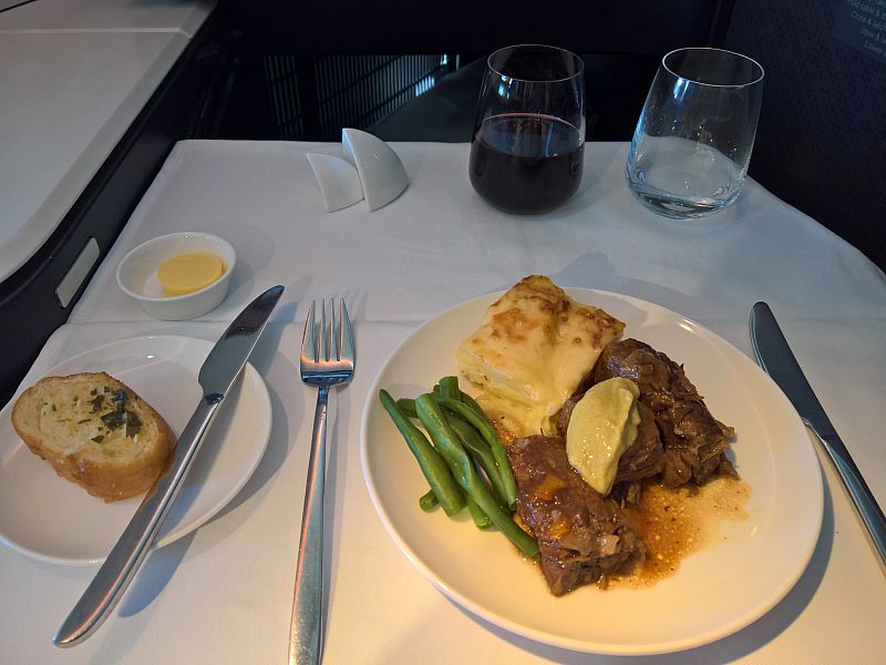 Virgin Australia Business Class Meal - Braised Beef