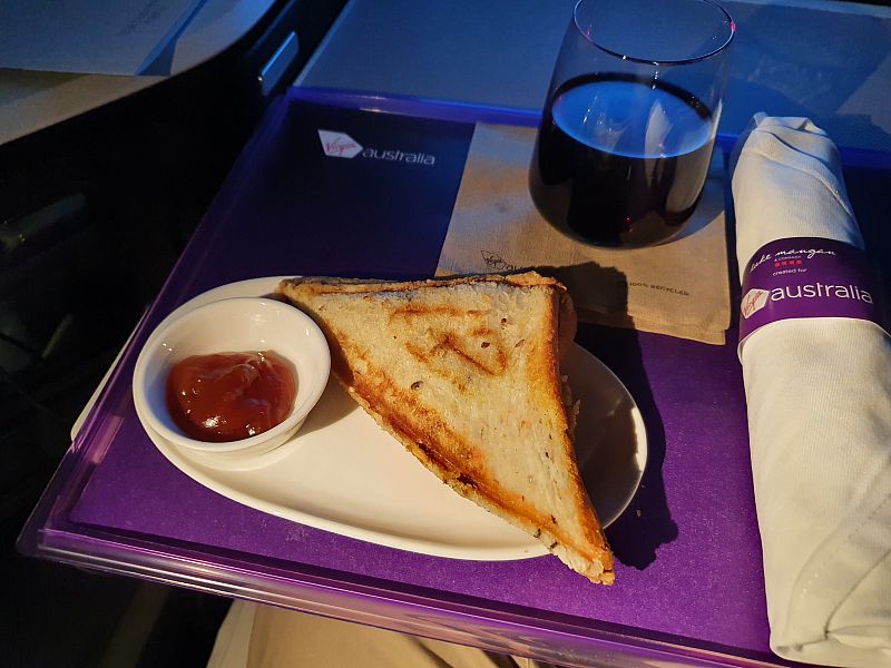 Virgin Australia Business Class Meal - Cheese Toasty